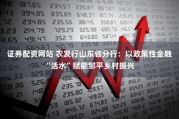 证券配资网站 农发行山东省分行：以政策性金融“活水”赋能邹平乡村振兴