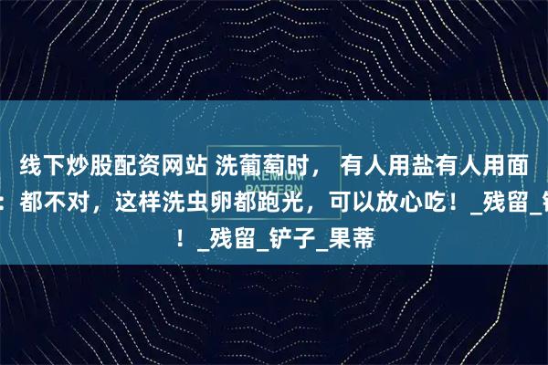 线下炒股配资网站 洗葡萄时， 有人用盐有人用面？老果农：都不对，这样洗虫卵都跑光，可以放心吃！_残留_铲子_果蒂